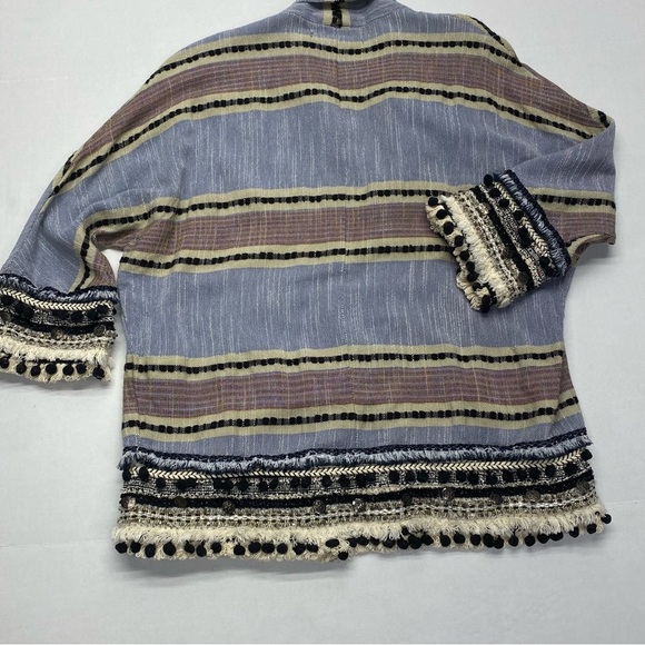 ZARA BOHO OPEN FRONT CARDIGAN POM POM FRINGE WOMENS SMALL BOHEMIAN - Picture 10 of 12